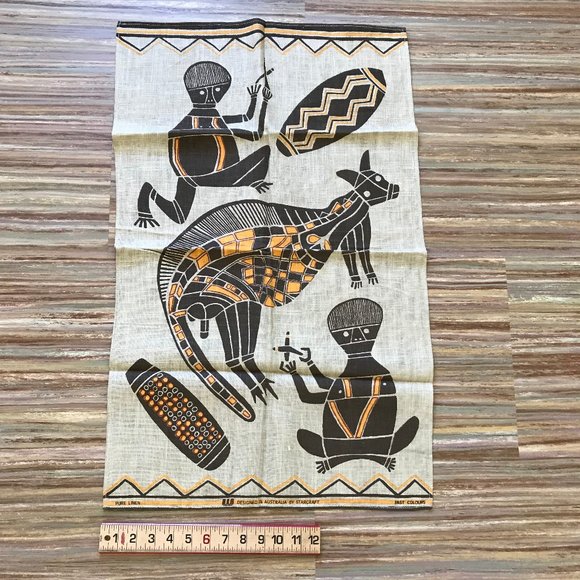 Aboriginal Artwork Linen Kitchen Towel by Starcraft Australia 18x31" - Picture 1 of 4